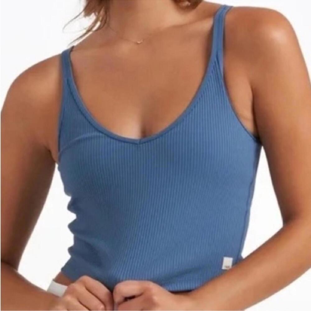 Vuori Dusty Blue Ribbed Scoop Tank